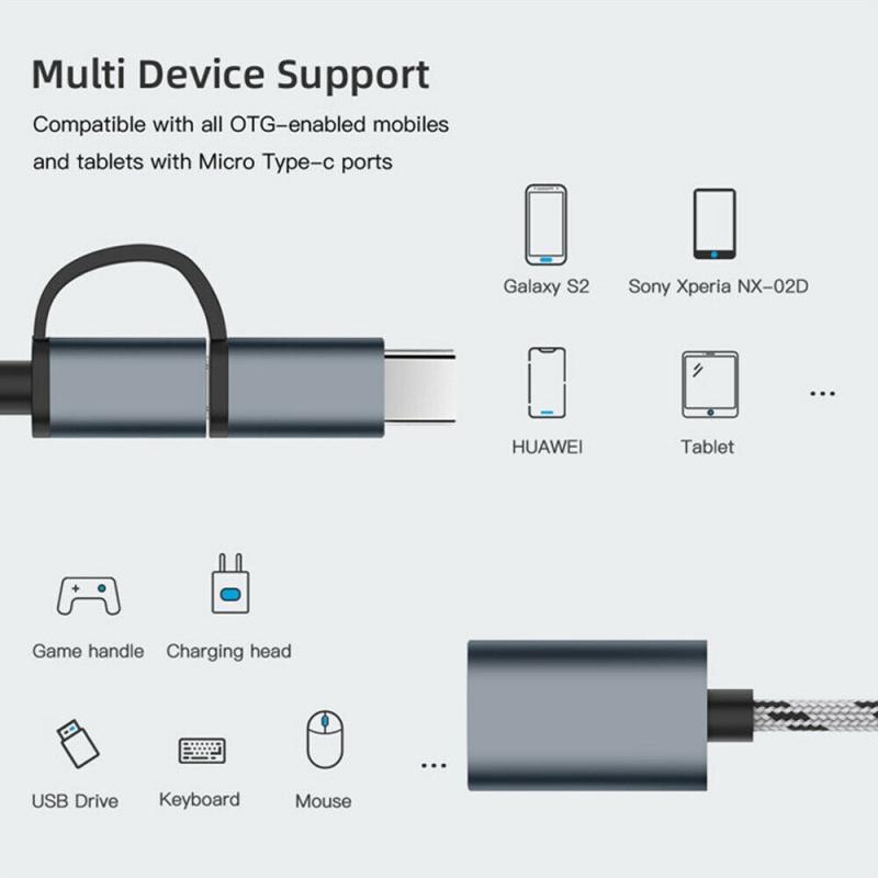 2 In 1 Usb 3.0 Otg Adapter Kabel Type-C Micro Usb Naar Usb 3.0 Otg Adapter Kabel Snelle transfer Datum Kabel Voor Android