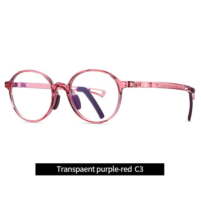 Trendy Cute Optical Blue Light Glasses For Boy Girls TR90 Pink Transparent Frame Round Computer Children Eyeglasses: Purple Red