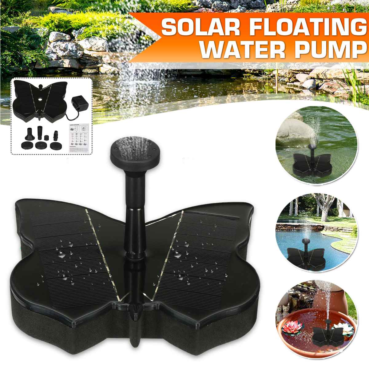 Solar Panel Powered Fountain Water Pump Floating Solar Fountain Garden Water Fountain Pool Pond Decoration Garden Decoration