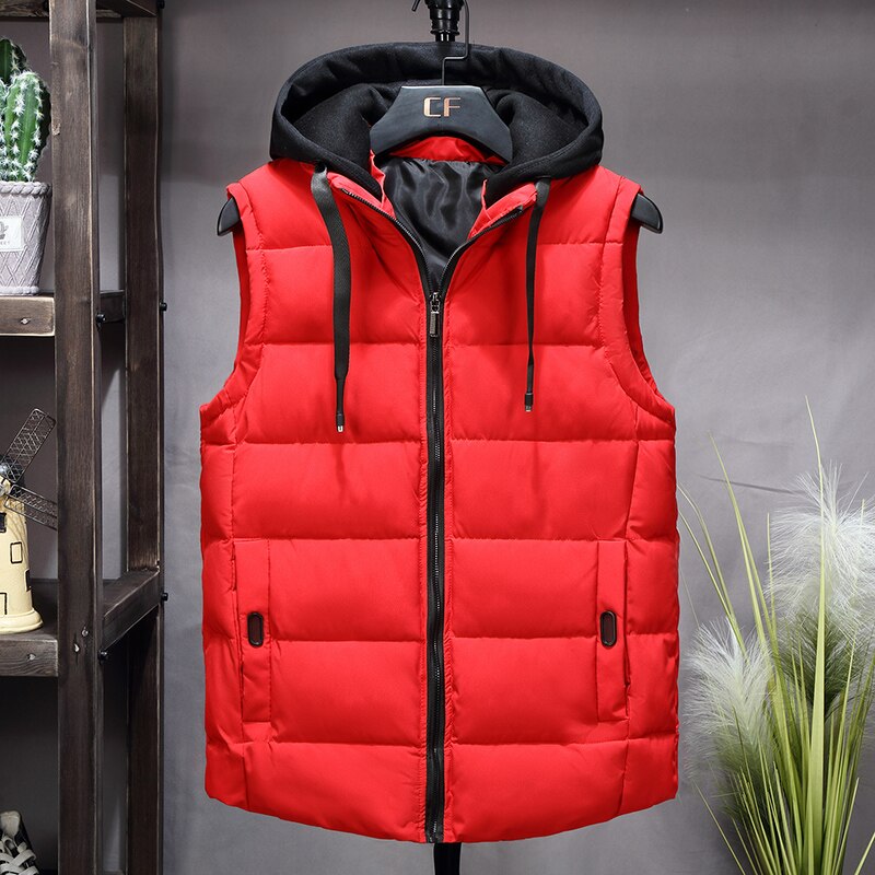 Winter Vest Mannen Warme Mouwloze Jassen Hooded Vest Mannen Hoed Toevallige Mannelijke Vest Jas Homme Vesten