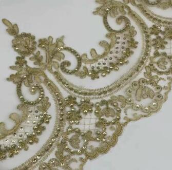 Delicate 9 yards 22 cm pailletten ivoor/witte stof bloem Venise Venetië kant trim applique naaien ambacht voor bruiloft december LW0333: Laser helder