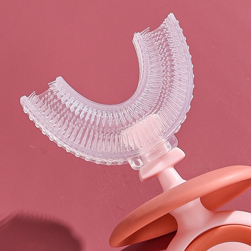 Spazzolino da denti per bambini con tazza spazzola a forma di U in Silicone cura orale spazzolino da denti per bambini senza BPA 360 gradi pulizia dei denti