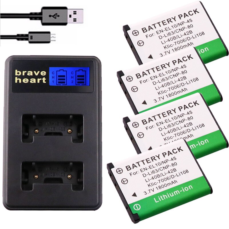 Batterie Originale EN-EL10 / LI-40B / LI-42B / NP-80 / NP-45 - Pour Appareils Photo Sony, Fujifilm