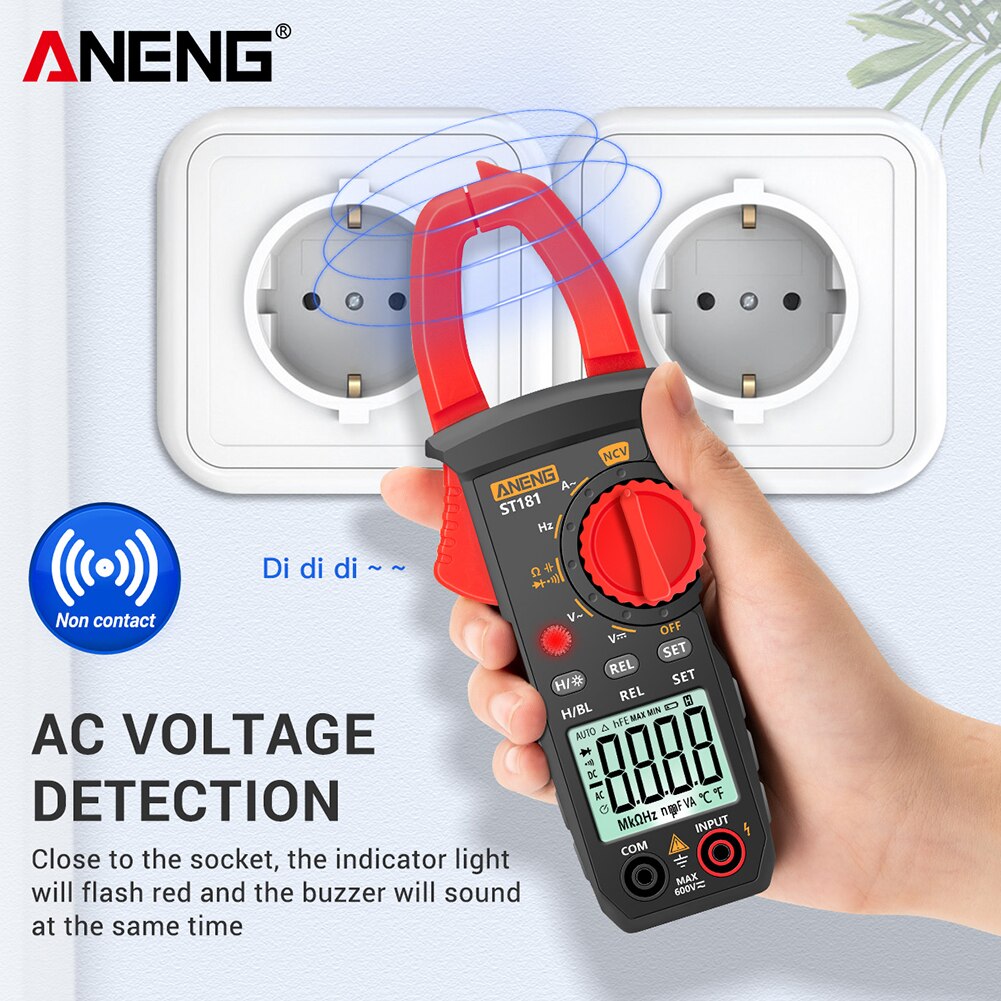 Aneng  st181 digital klämmätare likström / växelström 4000 räknas multimeter amperemätare spänningstester bilförstärkare hz kapacitans ncv ohm test
