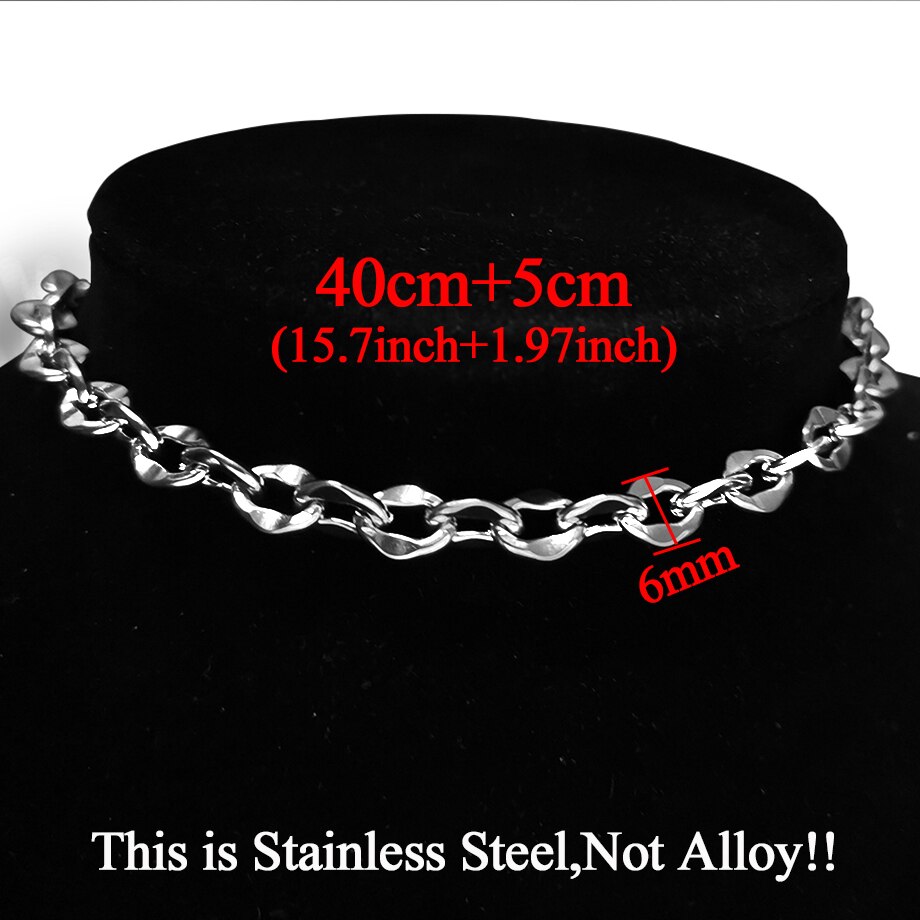 Punk Stainless Steel Choker Necklace For Women Silver Color Short Big Thick Neck Chain Chokers Necklaces Jewelry Neckless: XL288STS40