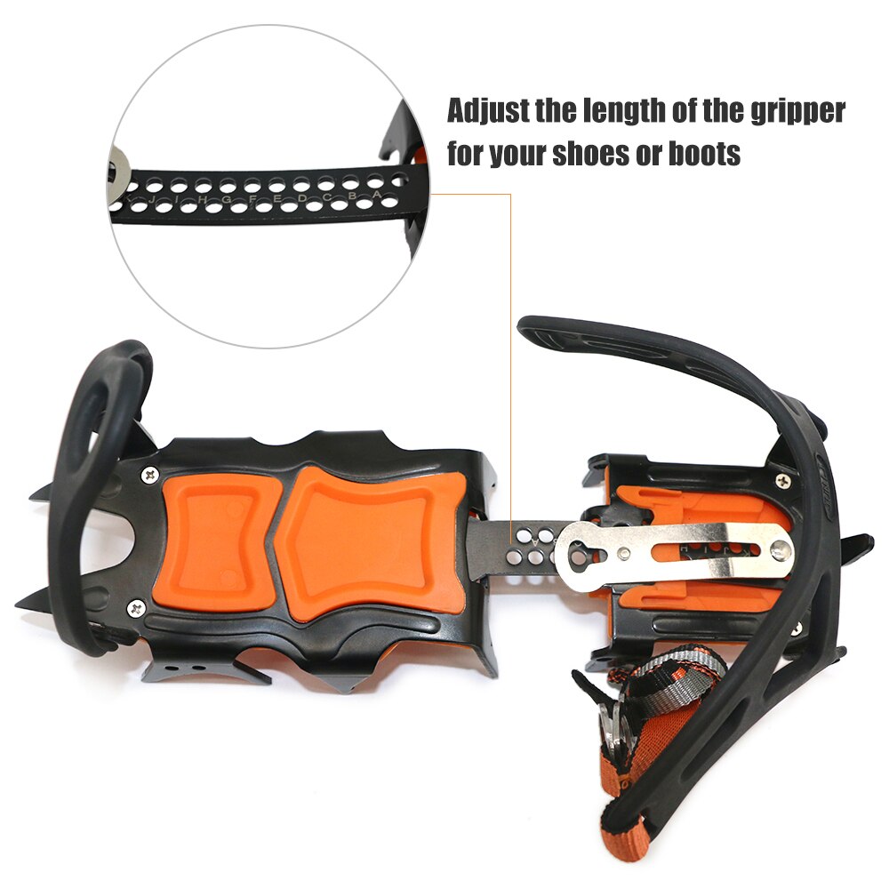 12 Teeth Anti-Skid Crampons Manganese Steel Climbing Gear Snow Ice Climbing Shoe Grippers Crampon Traction Device Mountaineering