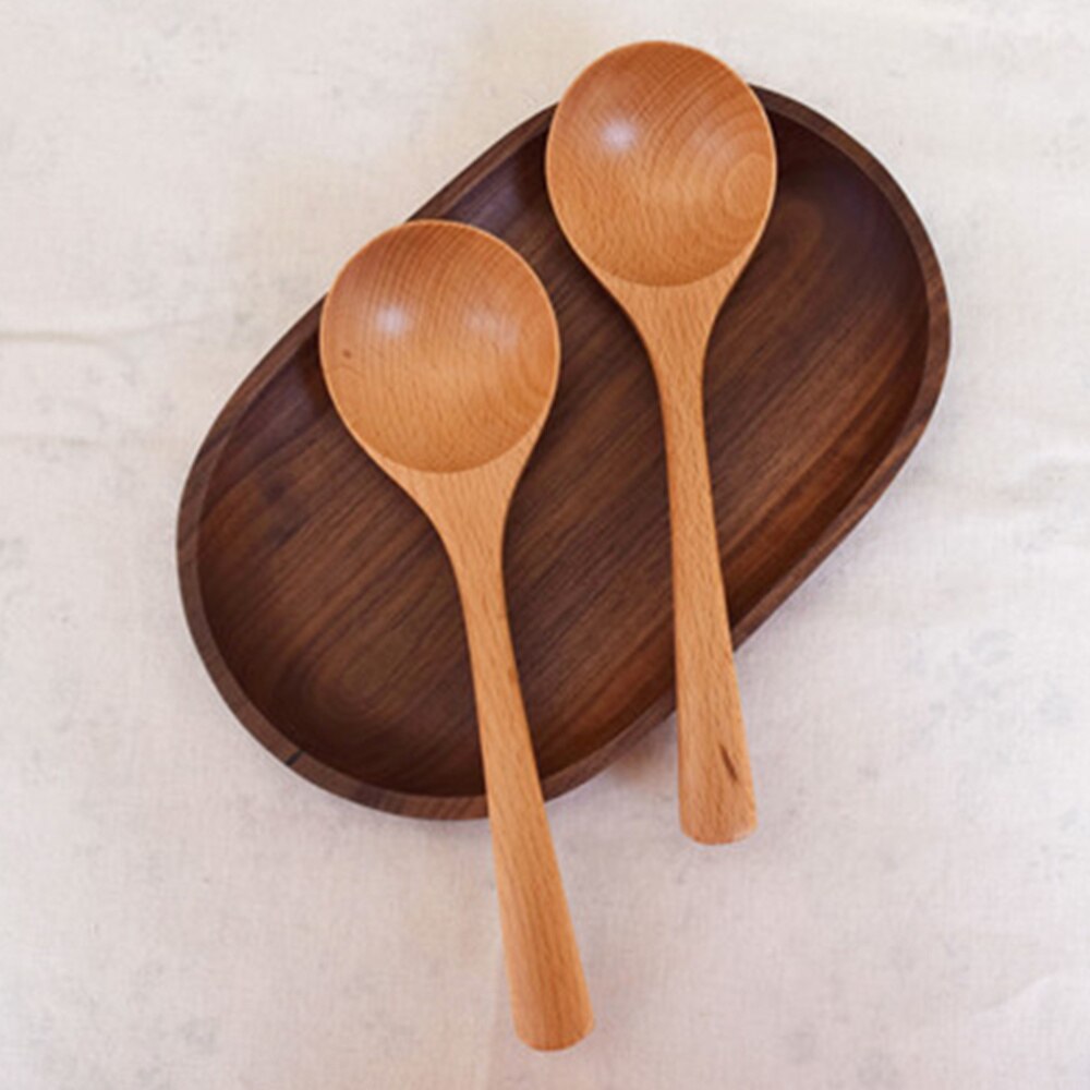 Wooden Rice Spoon Round Natural Wood Cooking Spoon Kitchen Accessories Dining Utensil