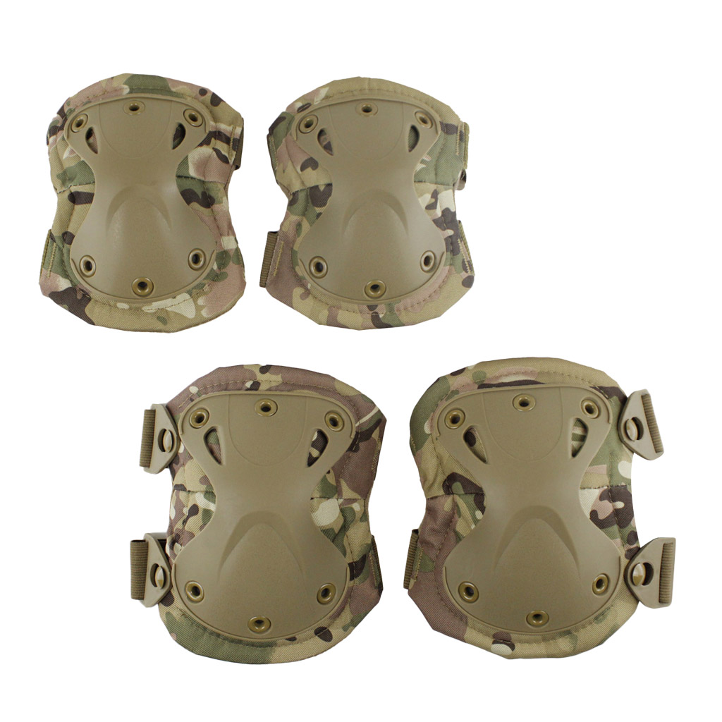 Adjustable Knee Pads & Elbow Pads Air Cushion Outdoor Roller Skating Protective Kit: Camo C