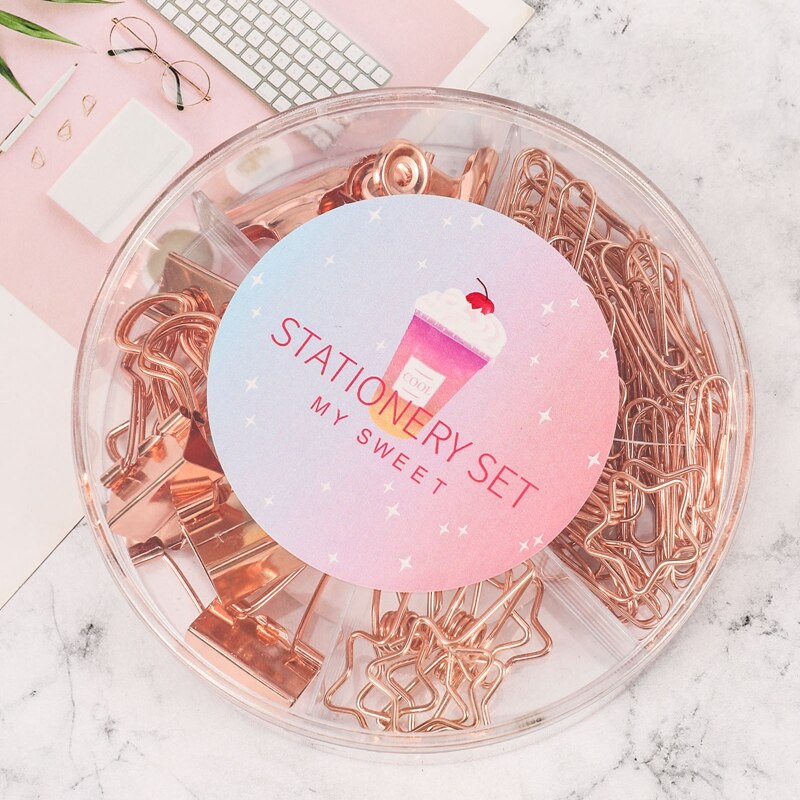 84Pcs/Box File Paper Metal Clamps Office Papers Test Paper Stationery Clips Set Including/Paperclips/Paper Binder Clips