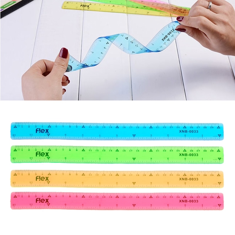 Zachte 30Cm Heerser Multicolour Flexibele Briefpapier Regel School Supply Axyf