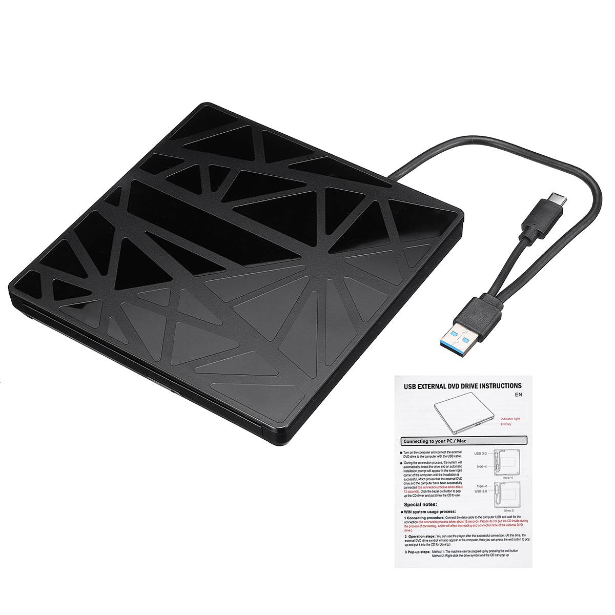 Usb 3.0 Externe Dvd Brander Schrijver Recorder Dvd Rw Optische Drive Cd/Dvd Rom Speler Macs Os Windows xp/7/8/10 Abs Plastic