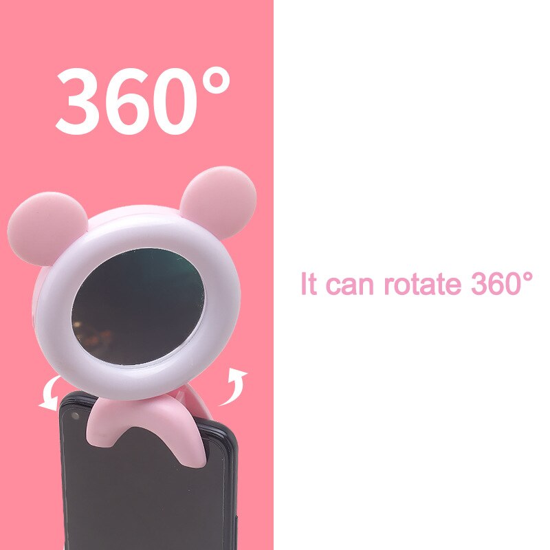 Flash per telefoni cellulari RGB LED Selfie Ring Light 3 livelli di luminosità rotante Clip-on Fill Light Lamp per Smartphone Selfie Lights