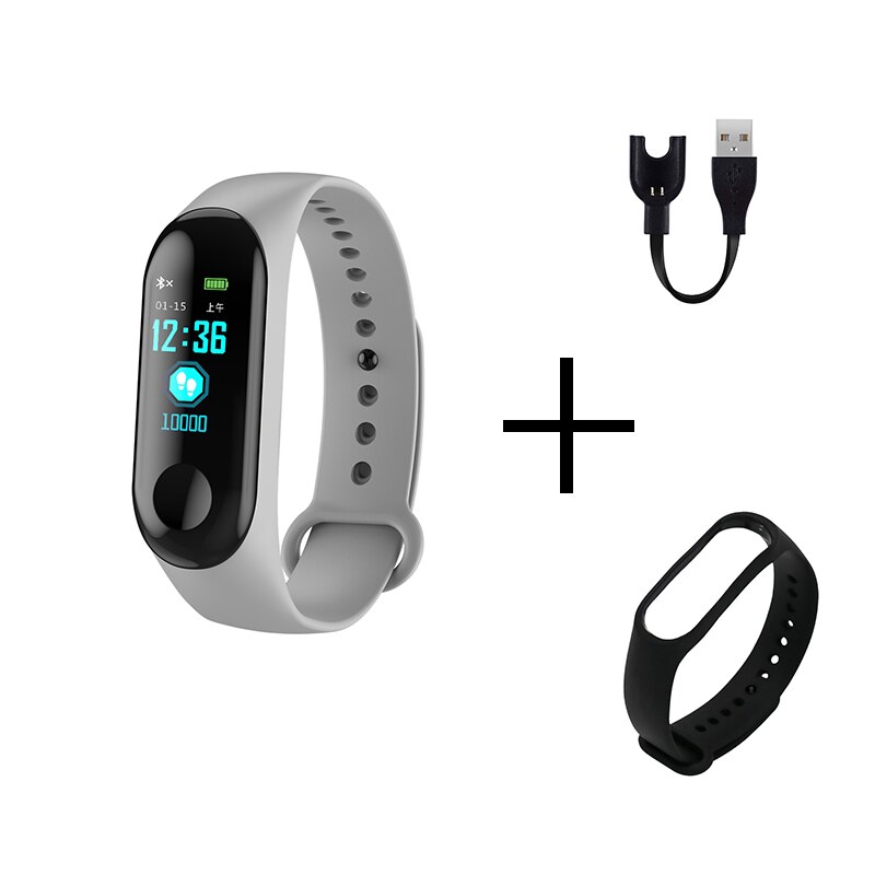 Mannen Smart Sport Horloge Bloeddruk Hartslagmeter Bericht Herinnering Bluetooth Waterdichte Mannen Vrouwen Armband Kids Pols: gray black