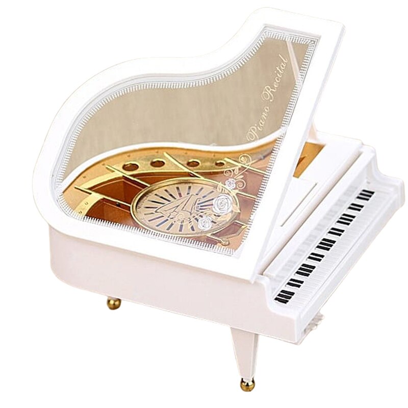 Pianomuziekdoos, mechanische klassieke vleugelpiano, muziekdoos, balletmeisje dat danst op een opwindbare piano, speelgoeduurwerk