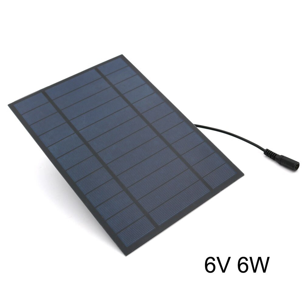 Solcellepanel 6v 2/3/4.5/6/10w mono solcellemodul  dc 5.5*2.1 stik bærbar gennemsigtig lamineret 3.7v 18650 batteristik