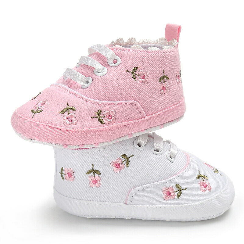 Pasgeboren Baby Baby Girl Canvas Prinses Ongedwongen Zachte Zool Prewalker Canvas Kant Borduurwerk Zachte Baby Schoenen Warm Prewalker 0- 18M