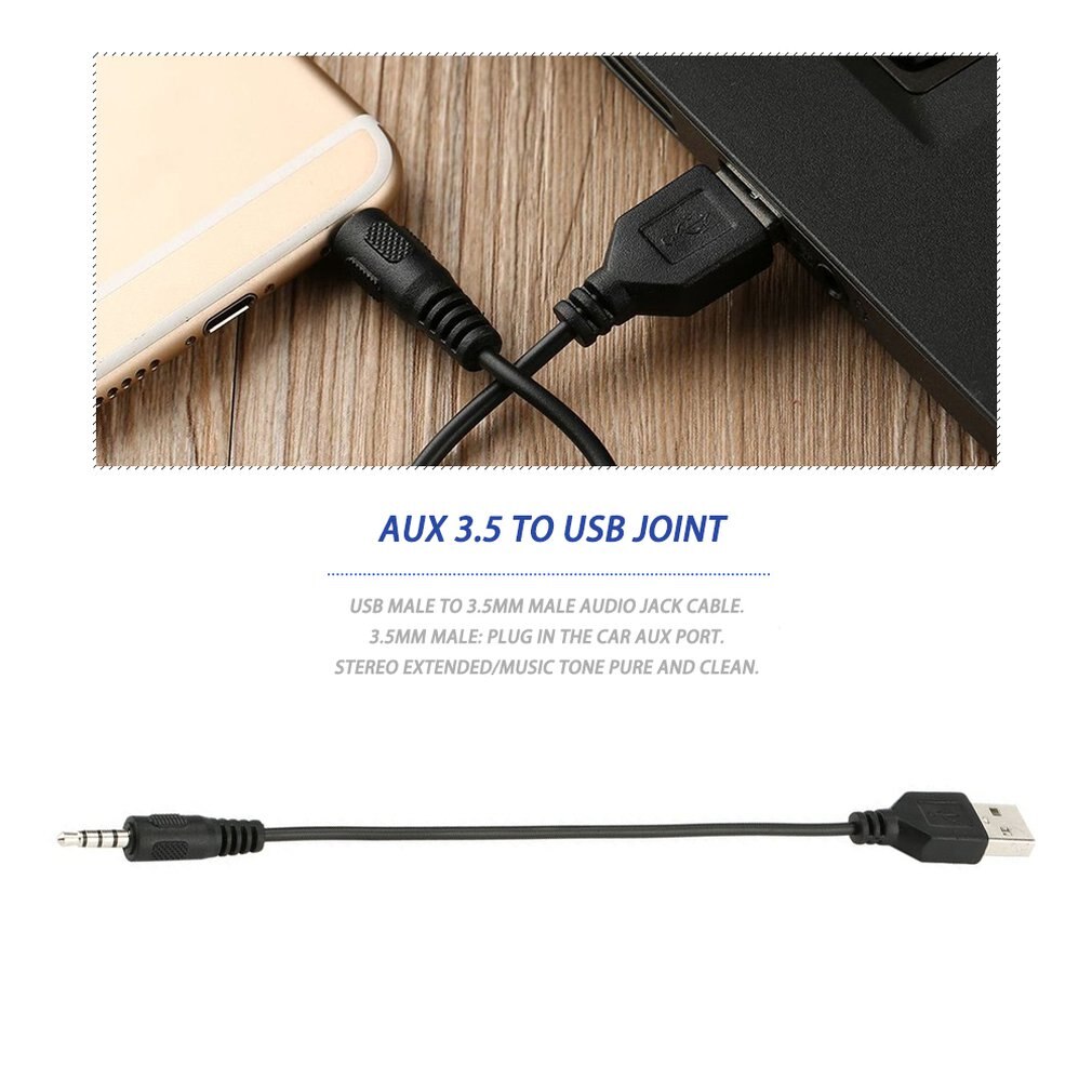 Draagbare Auto Audio Converter Adapter Kabel 3.5mm AUX Male naar USB Male Jack Plug Data Opladen Kabel Voor auto Navigatie