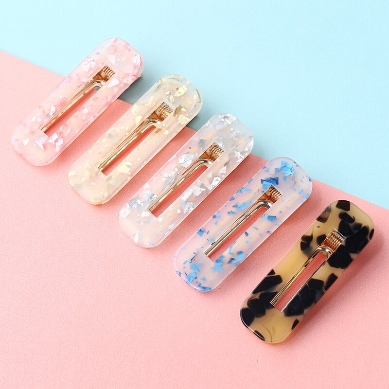 Japanese Style Hair Card Acrylic Candy Color Hair Clip Simple Acetate Hairgrips Leopard Duckbill Headdress Female