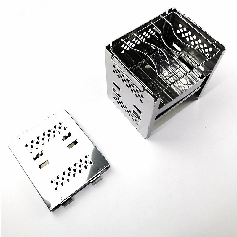 Edelstahl Grill Grill Outdoor Camping Tragbare Falten Carbon Ofen Hohe Temperatur Widerstand Mit Windschutzscheibe