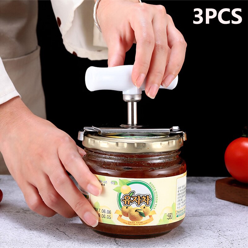 Multi Function Cap Opener Thicken Stainless Steel Jar Opener Adjuestable 2.5-10.5cm Lids Opener Screw Can Opener Kitchen Gadget: 3 Pcs