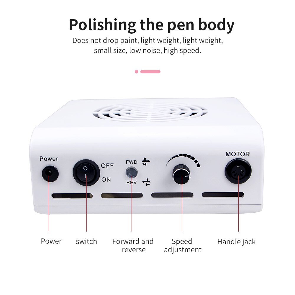 Ponceuse pour manucure, collecteur de poussière ongles avec poignée à vitesse réglable, ventilateur puissant pour Salon de beauté, 80W 2 en 1