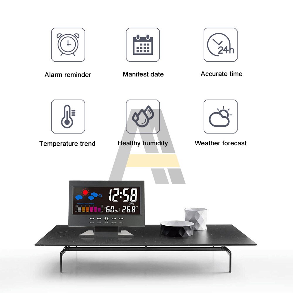 LCD Intelligent Digital Display Weather Station Alarm Calender/Clock Function Thermometer Wireless Temperature Humidity Meter