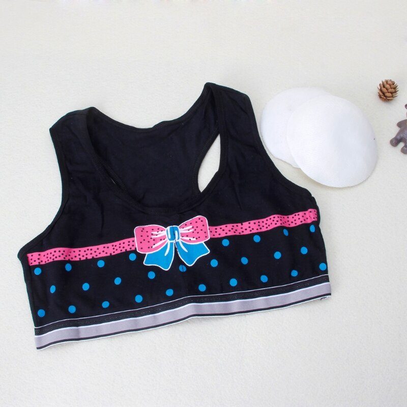 Zachte Katoenen Training Bh voor Baby Meisjes Leuke Strik Dot Riem Vest voor Tiener Beha