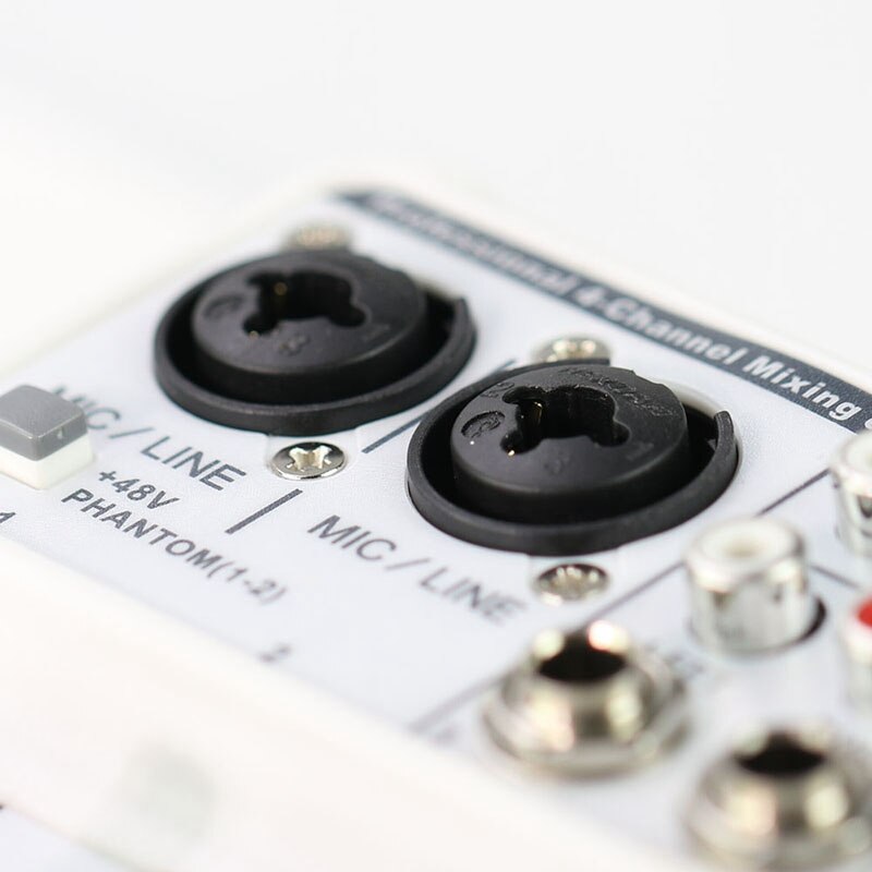 Sound Card Mixing Console Digital 4 Channels Bluetooth o Mixer USB Input 48V Power for Music Recording-EU Plug