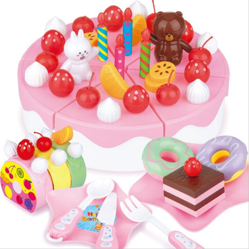 103Pcs ABS Plastic Cake Toys Children's Classic Kitchen Toys 6 Different Types Pink blue Boys And Girls Birthday Christmas