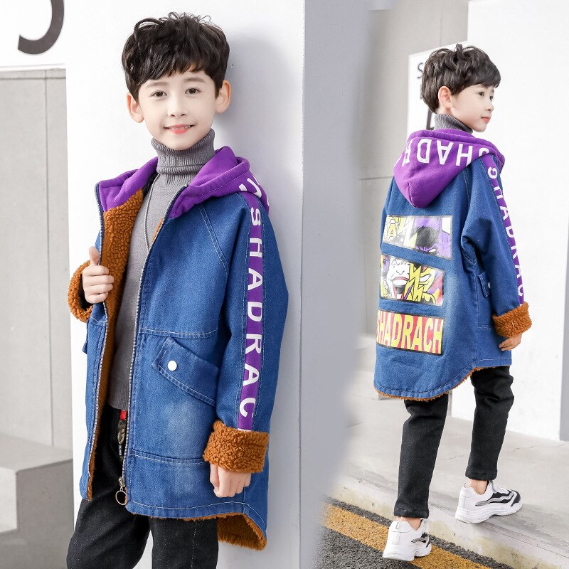 neue herbst winter kleidung kinder unten kleidung parkas warme oberbekleidung mit kapuze cowboy mäntel für jungen kinder jacke windjacke