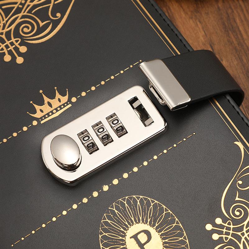 1PC Vintage Style PU Cover Diary Notebook Journal Notepad With Code Lock Vintage Secret Book European Luxury Lock Notebook