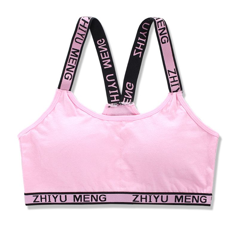Young Girls Cotton Sport Traning Bra Letters Print Elastic Straps Bralette Vest U50F: 2