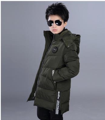 Jongens Winterjassen Dikke Warme Uitloper Katoen Jassen Verlengen Hooded Parka Van Tieners Jongens Winter Kleding Warm Uitloper Overjas: Army Green / 8
