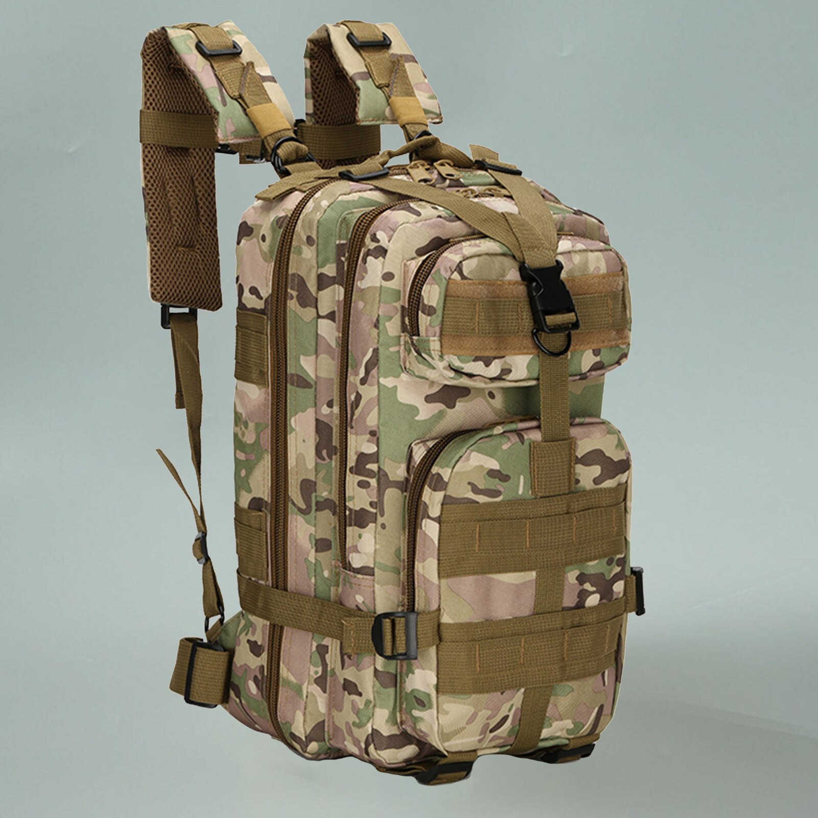 Outdoor Camouflage Backpack Mountain Hiking Daypack Large Capacity Multi Pockets Webbings Rucksacks Climbing Hiking Bags: Style 4