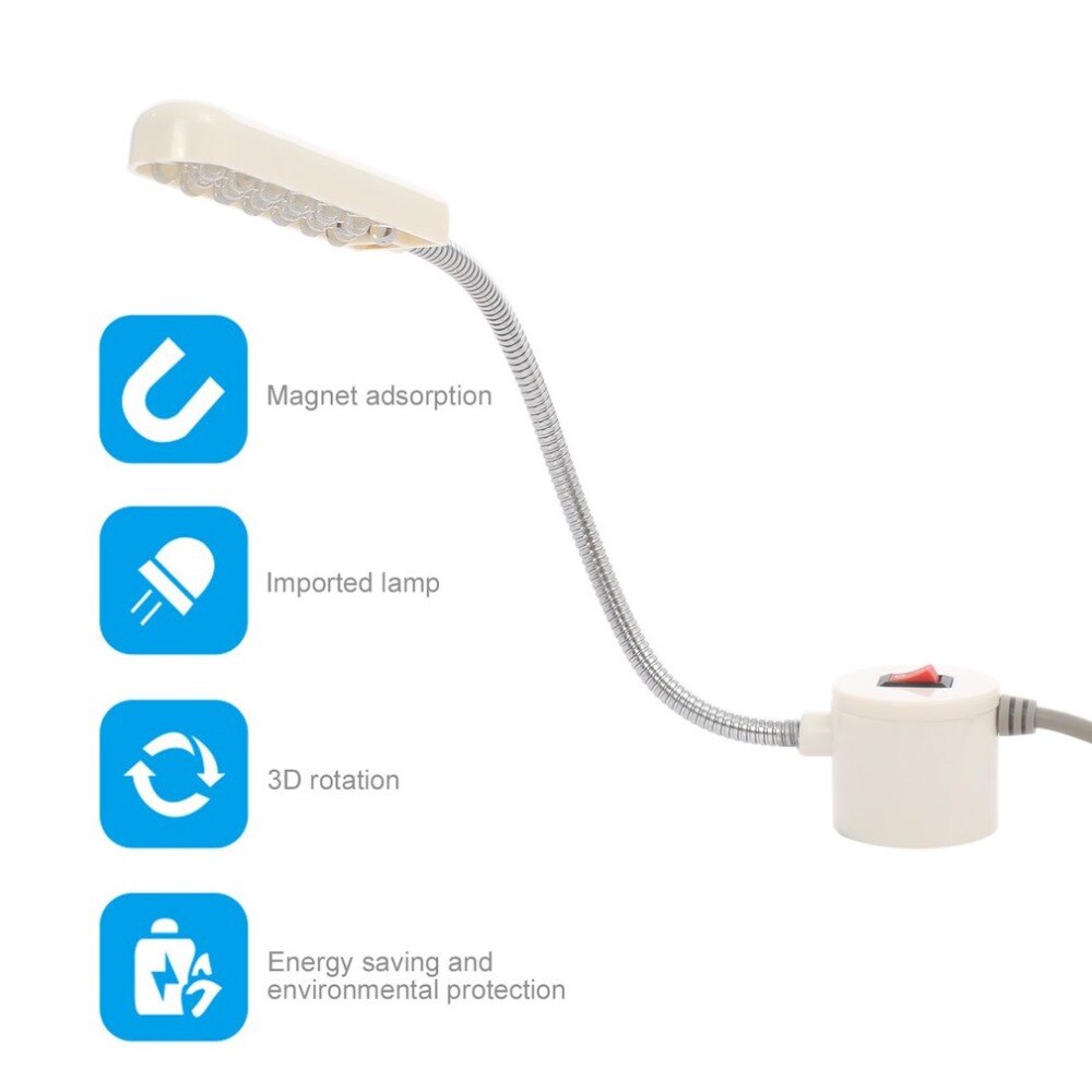 Luz Portátil para máquina de coser, 10 luces LED de trabajo, Base de montaje magnética, lámpara de cuello de cisne para todas las máquinas de coser