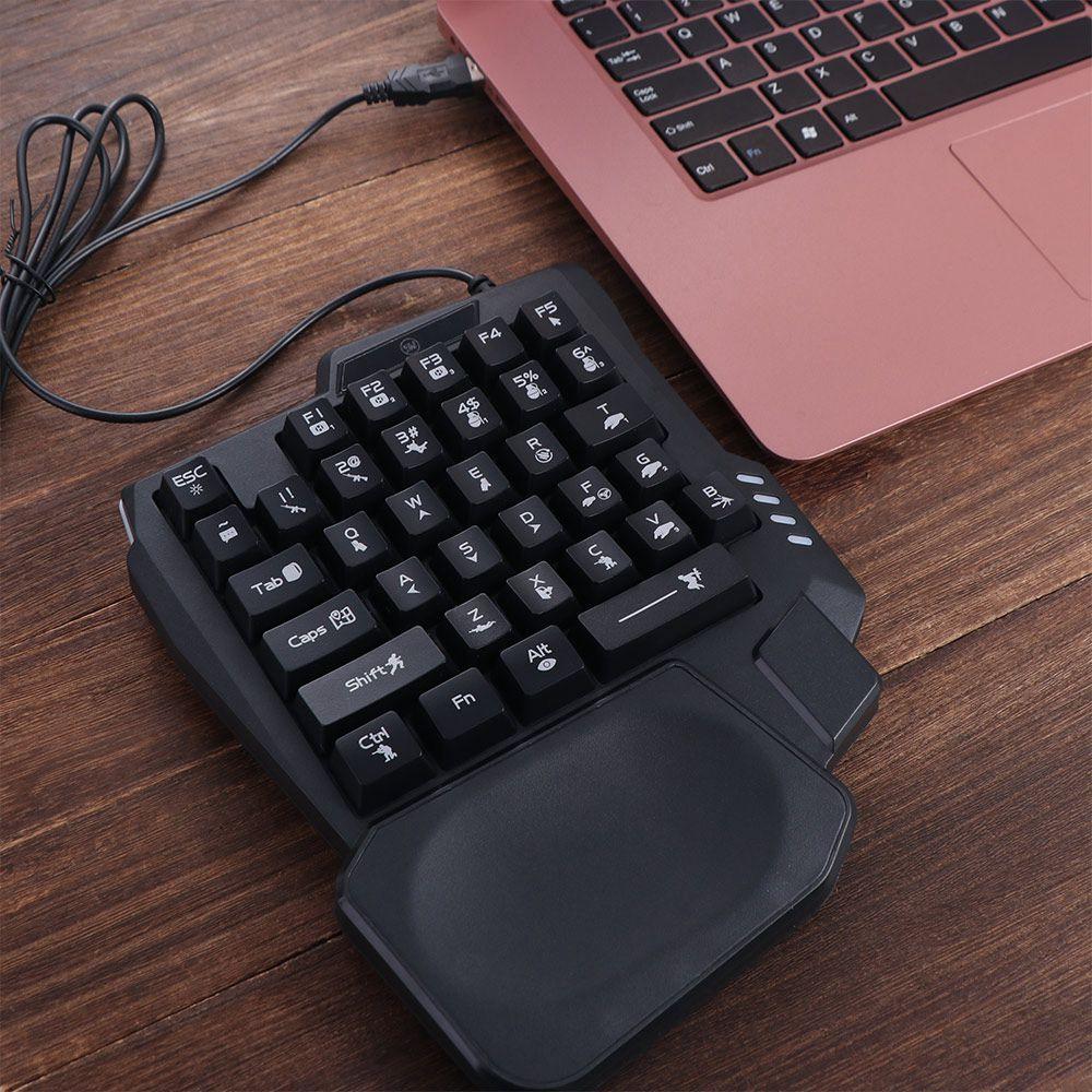 Teclado USB de una sola mano, Mini teclado ultrafino con una sola mano, retroiluminación de 3 colores, Teclado mecánico para juegos de 35 teclas para ordenador portátil