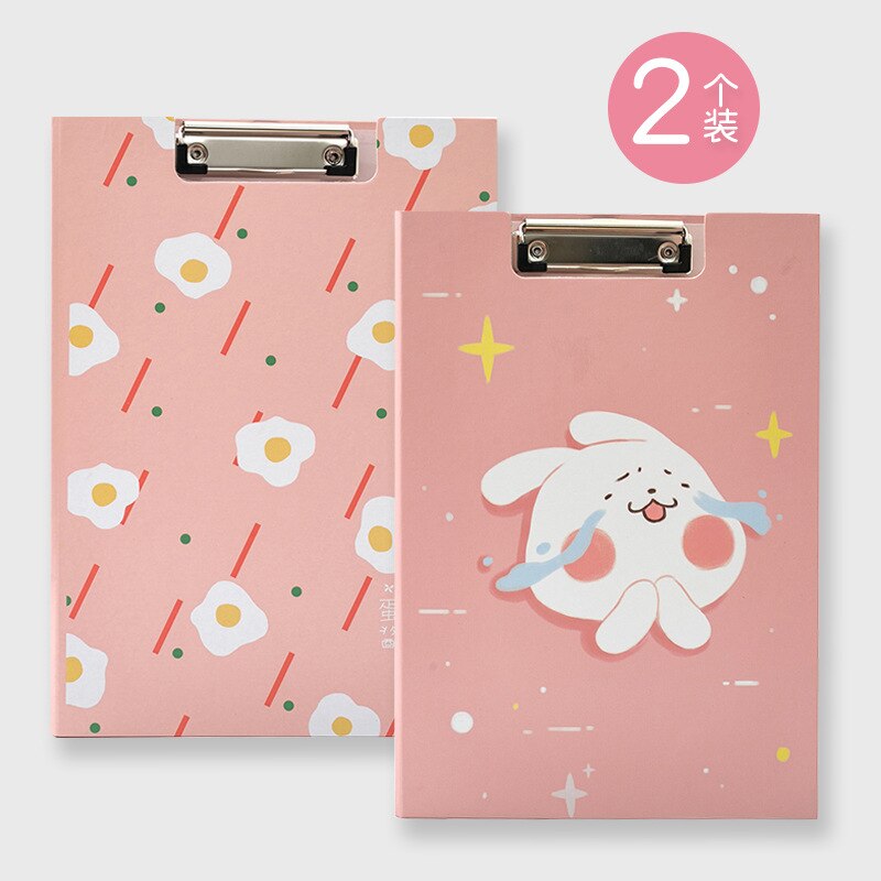 2pcs/set Cartoon A4 Flip Clip Student Cute Paper Clipboard Folder Pad for Office Supply Writing Clipboard Stationery School: K