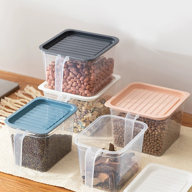 Kylskåp Förvaringslåda med Handtag - Plast Lufttät Behållare med Lock - Mat Frukt Förvaringsburk