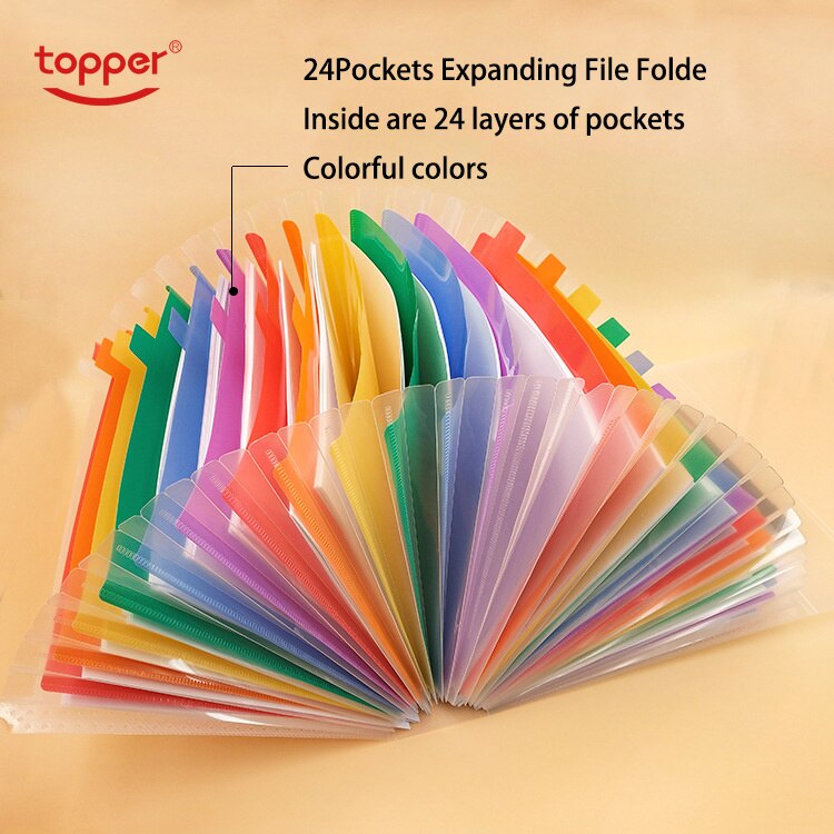 24 Pockets Expanding File Folder A4 Organizer Portable Business File Office Supplies Document Holder Expanding wallet