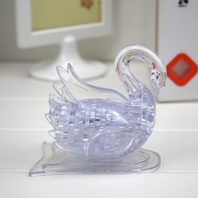 3D cristal Puzzle Puzzles Panda Animal dauphin cygne ours lapin jouets éducatifs noël enfant de nouvel an: Swan