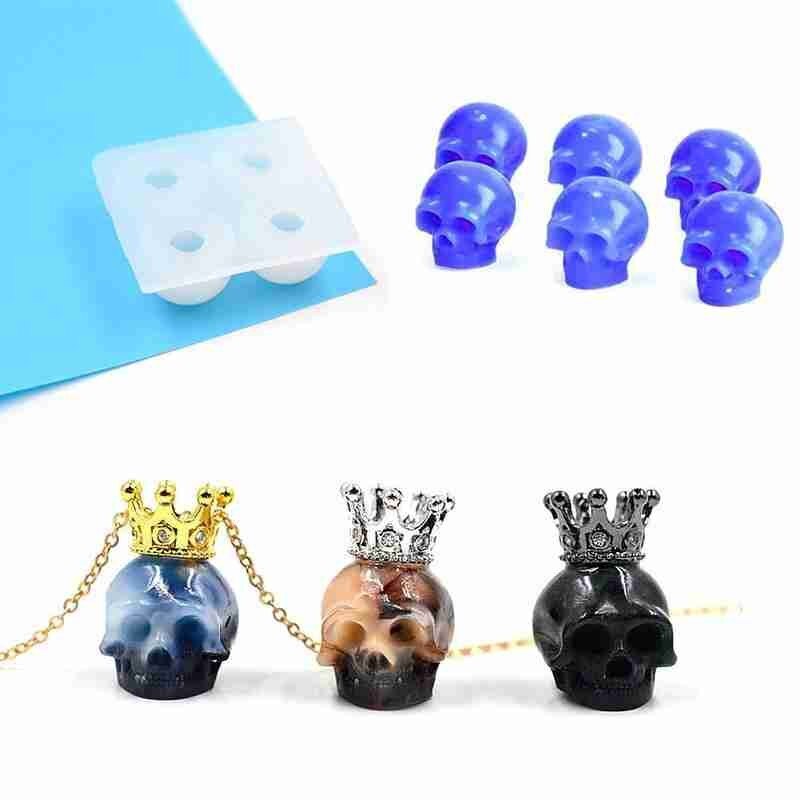 1pc halloween dekorationer gør-det-selv epoxy form kranium kranie form blomsterkort genanvendelig gennemsigtig silikone form sikker og giftfri