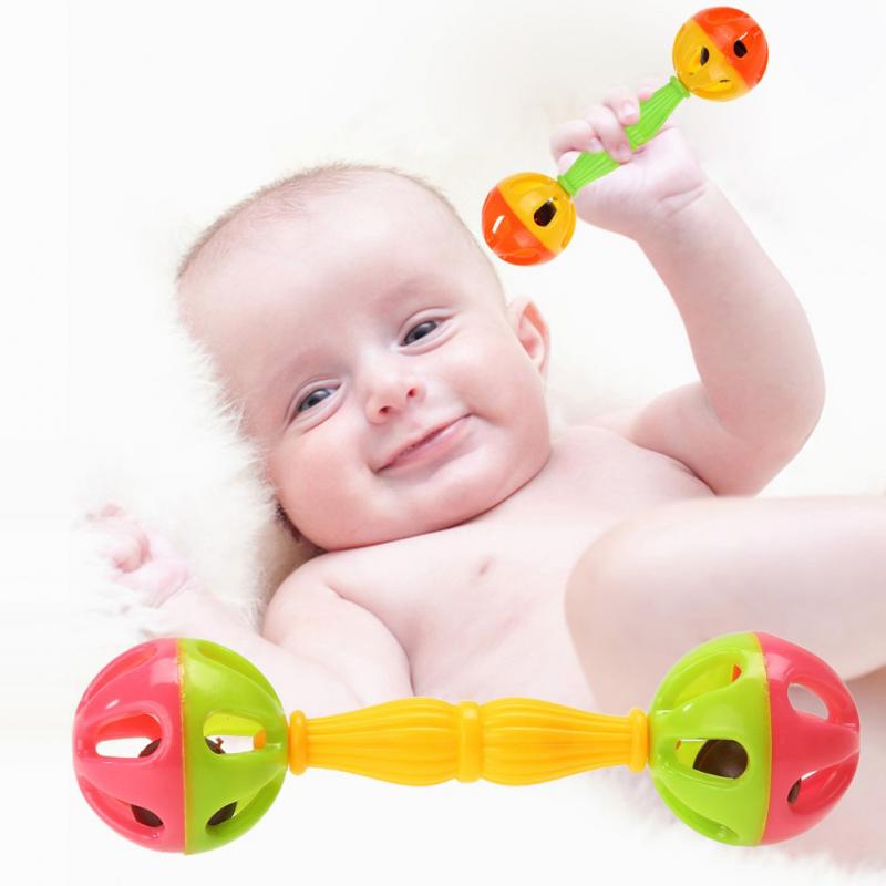 1pc Baby Rattles toy Intelligence Grasping Gums Plastic Hand Bell Rattle Funny Educational Mobiles Toys Birthday droppship