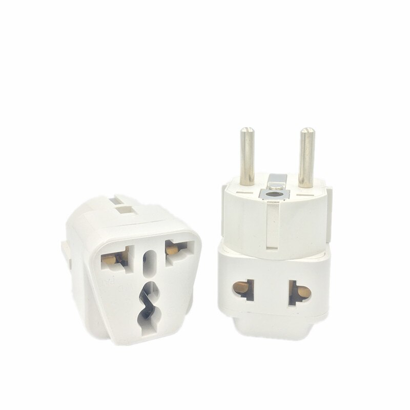 1pcs 2 in 1KR EU Plug Adapter US UK to EU KR European Europe Euro German Travel Power Adapter Electrical Socket Plug Outlet: White