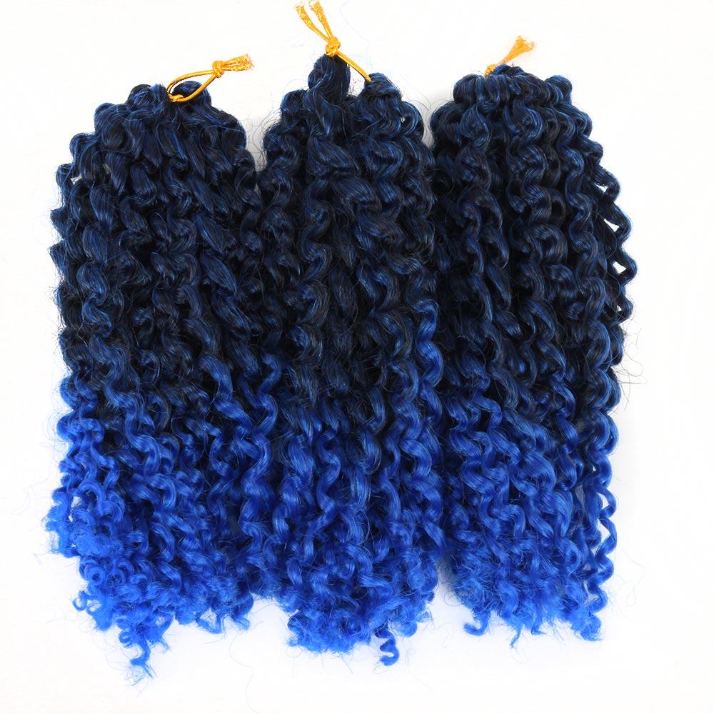 Pageup Marley Braids Hair For Women Ombre 1B/Blue 8 Inch Synthetic Crochet Braids Braiding Hair Extensions 3Pcs/Pac