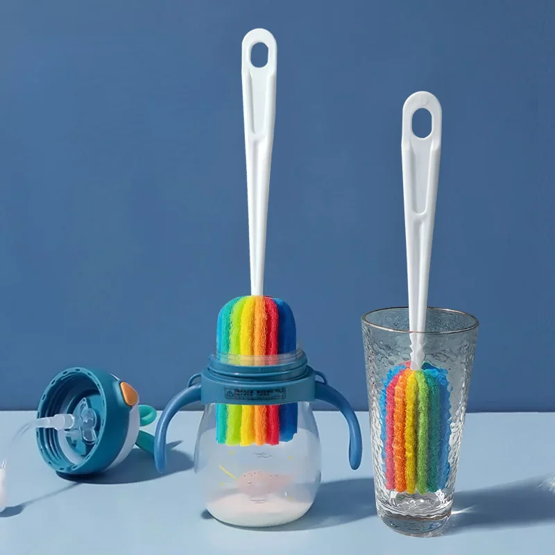 Semplice biberon spazzola pulita manico lungo spazzola colorata in spugna spazzola per tazza d&#39;acqua per uso domestico accessori per la pulizia della casa