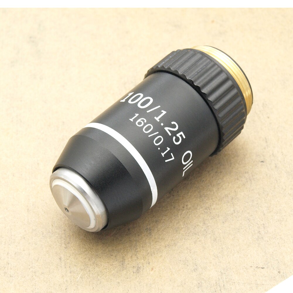 RMS Thread 160/0.17 4X 10X 20X 40X 60X 100X(oil) Biological Microscope Objective Lens: 100X