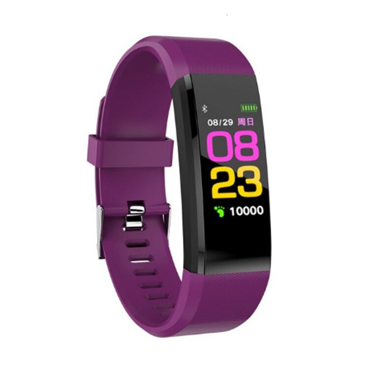 115 plus armbånd sundhedsarmbånd puls blodtryk smart band vandtæt fitness tracker smart band ur mænd kvinder 1eh: Violet