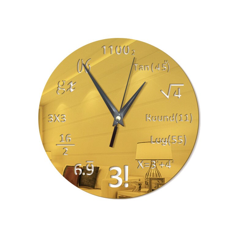 Grote Creatieve Wandklok Wiskunde Bord Pop Quiz Klok Moderne Grote Muur Horloges Voor Woonkamer Muur Interieur: Goud