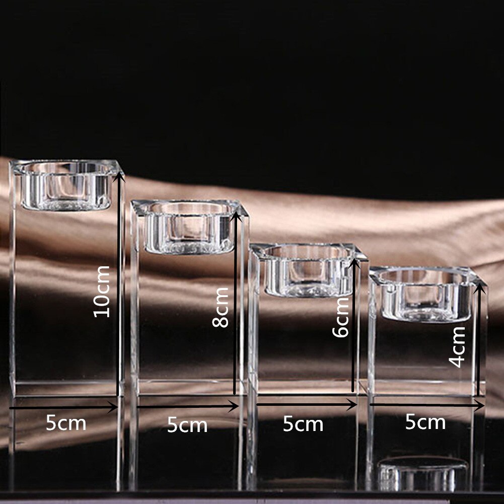 Europe Crystal Glass Candle Holder Wedding Candlestick Fine Transparent Crystal Glass Candlestick Dining Home Decoration: 50X50X100mm