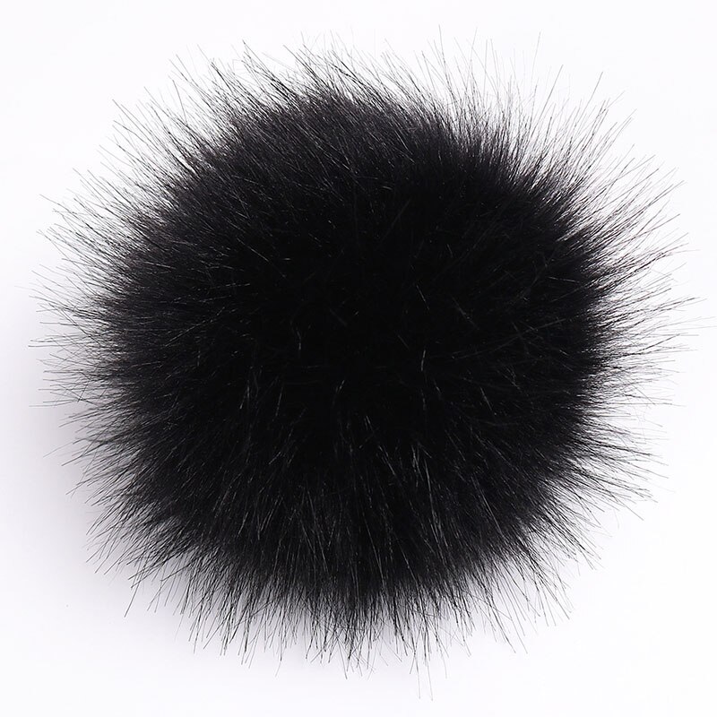12cm lapin Pom Pom porte-clés véritable fourrure boule pompon voiture porte-clés lapin fourrure boule porte-clés Pompons sac breloques avec chaînes porte-clés: Black